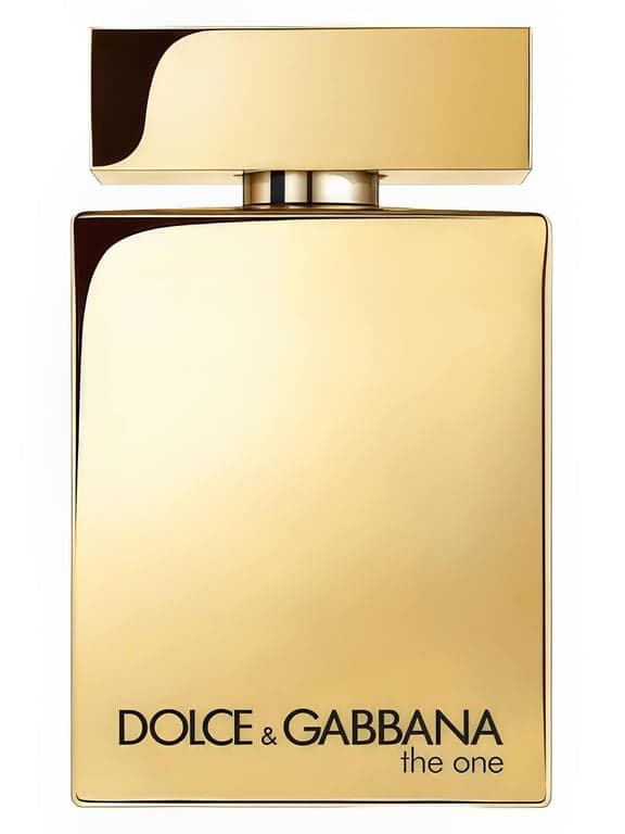 Dolce&Gabbana The One Gold For Men perfume bottle – blurred decorative background