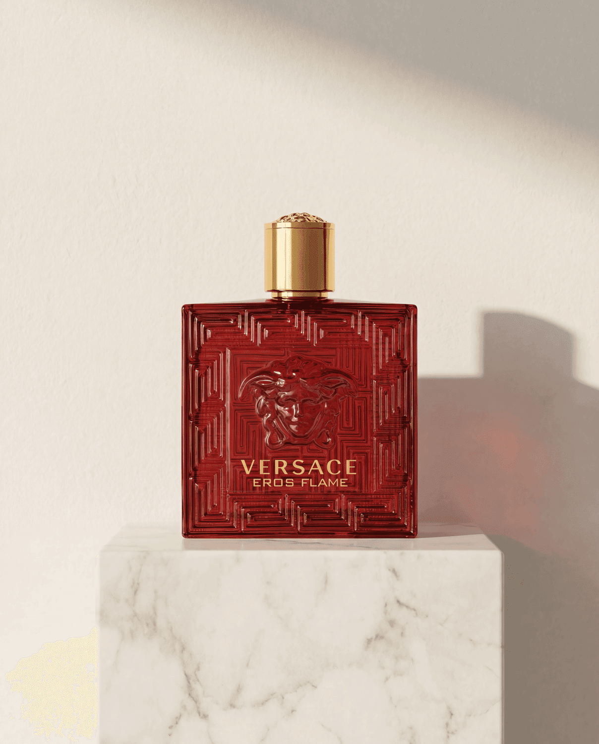Eros Flame by Versace - Marble Product Shot January 2026 Fragrance