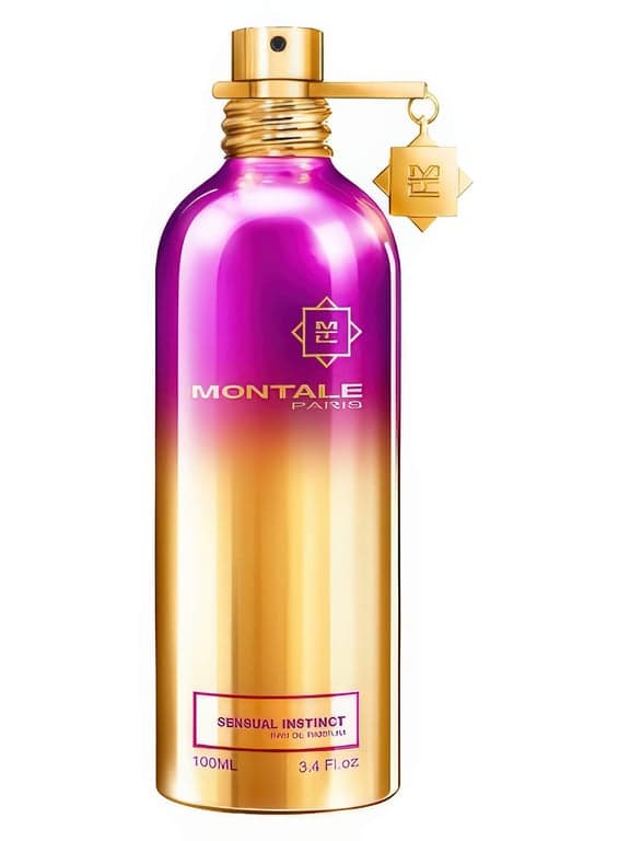 Montale Sensual Instinct perfume bottle – blurred decorative background