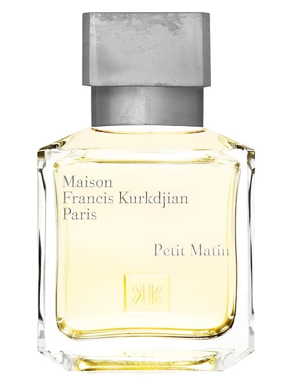 Maison Francis Kurkdjian Petit Matin perfume bottle – blurred decorative background