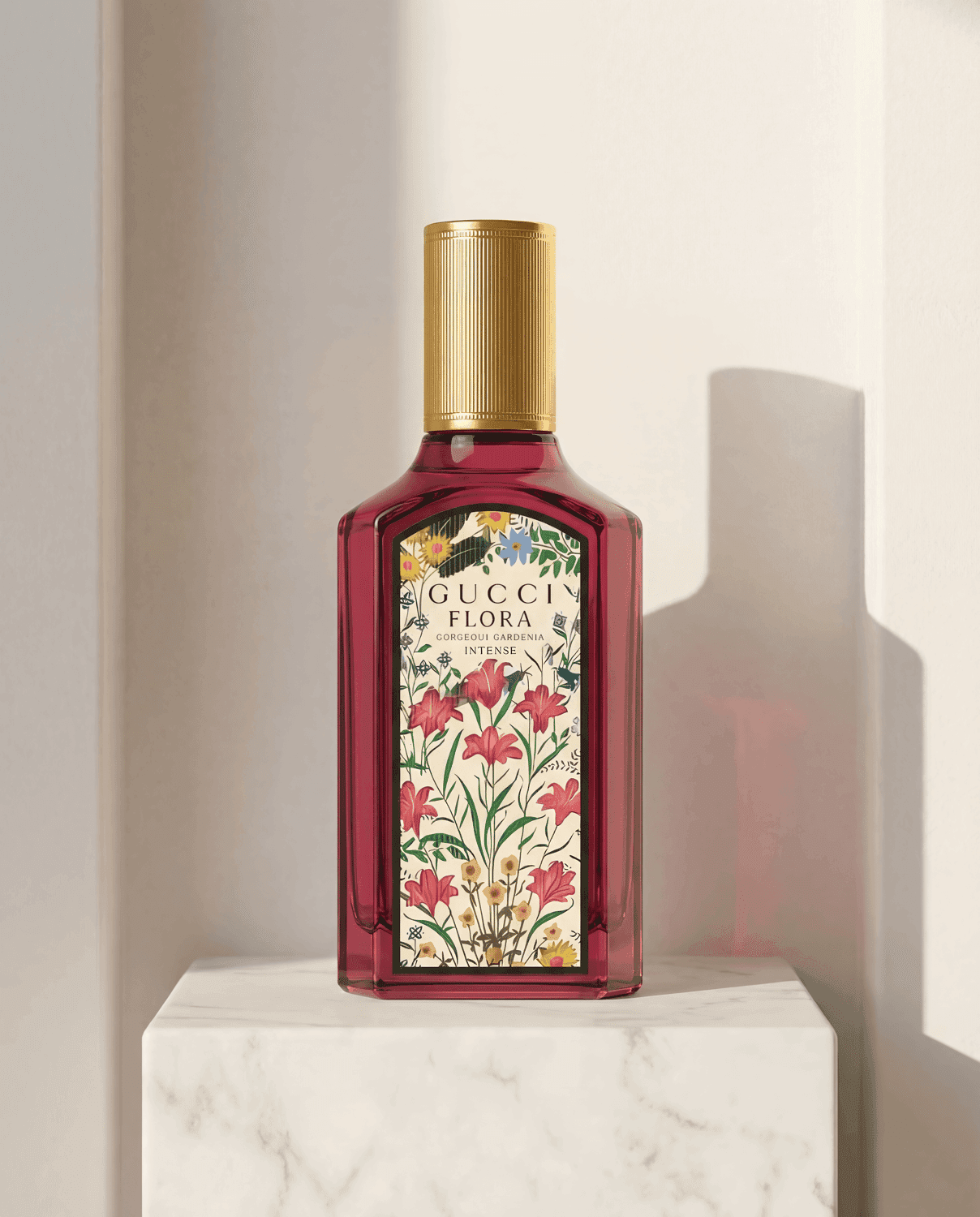 Flora Gorgeous Gardenia Intense by Gucci - Marble Product Shot January 2026 Fragrance