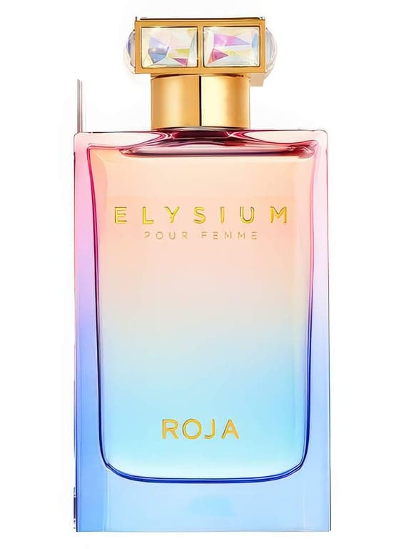 Roja Dove Elysium Pour Femme perfume bottle – blurred decorative background