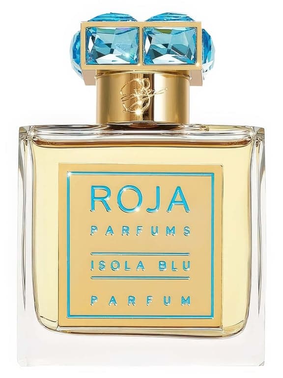 Roja Dove Isola Blu perfume bottle – blurred decorative background