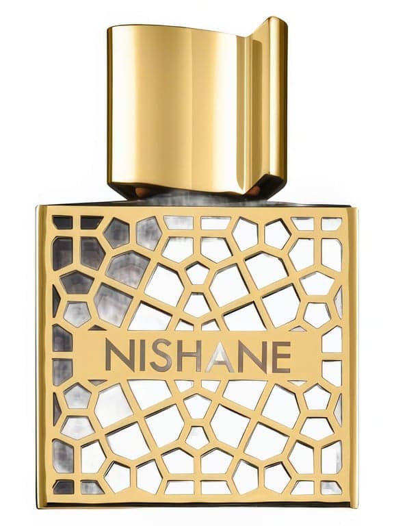 Nishane Nefs perfume bottle – blurred decorative background