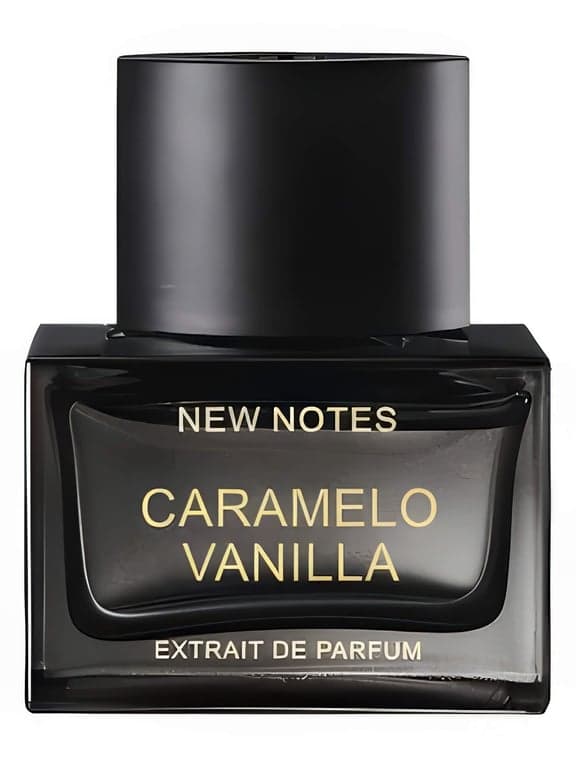 New Notes Caramelo Vanilla perfume bottle – blurred decorative background