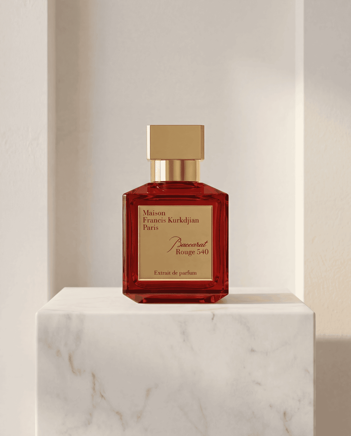Baccarat Rouge 540 Extrait de Parfum by Maison Francis Kurkdjian - Marble Product Shot January 2026 Fragrance