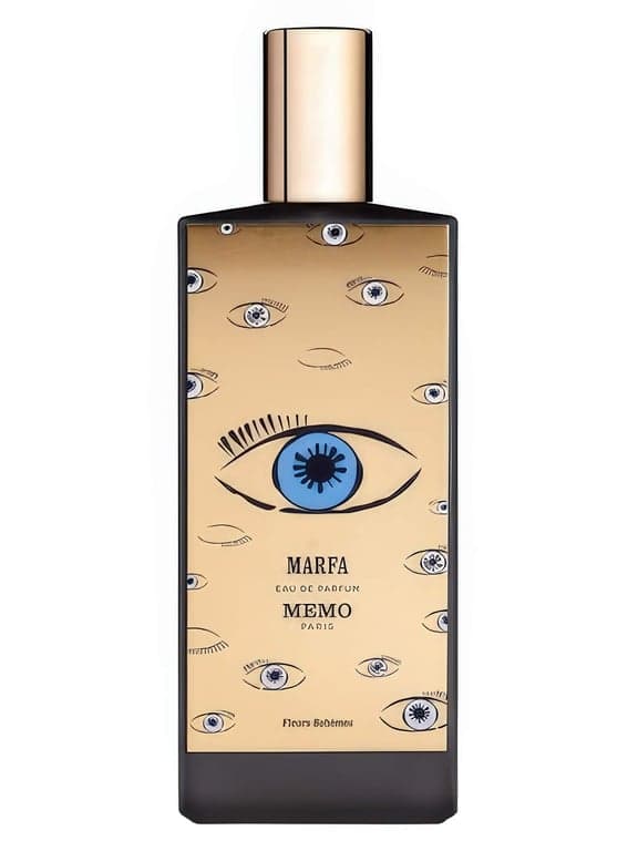 Memo Paris Marfa perfume bottle – blurred decorative background