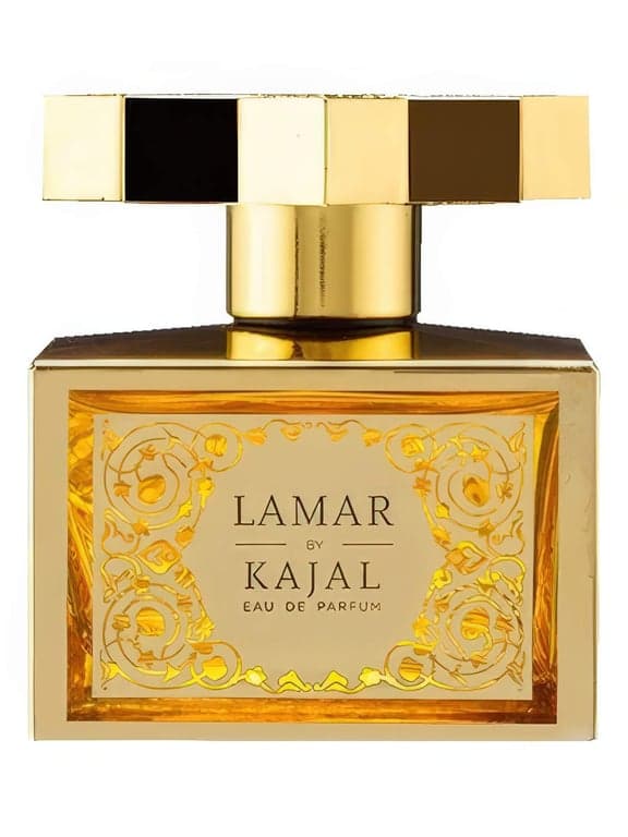 Kajal Lamar perfume bottle – blurred decorative background