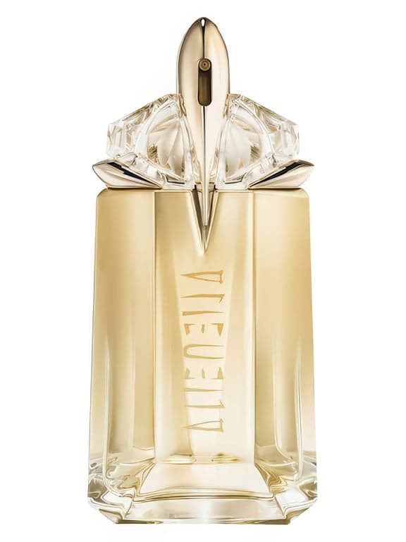 Mugler Alien Goddess perfume bottle – blurred decorative background