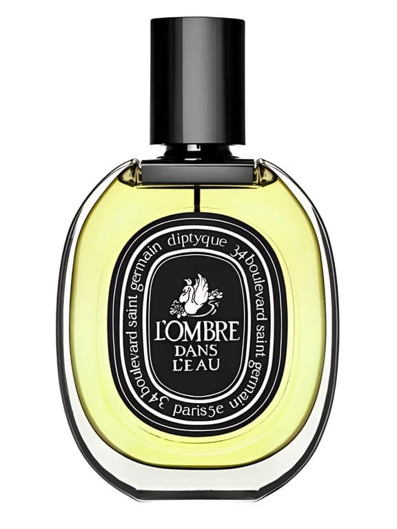 Diptyque L'Ombre dans l'Eau perfume bottle – blurred decorative background
