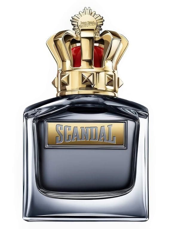 Jean Paul Gaultier Scandal Pour Homme perfume bottle – blurred decorative background