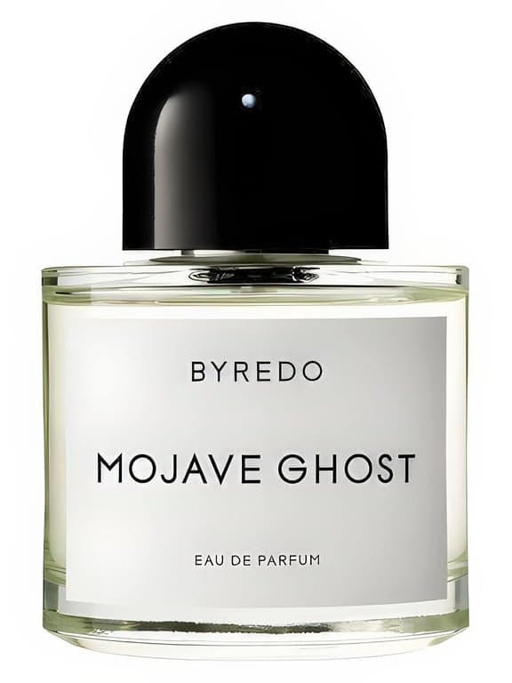 Byredo Mojave Ghost perfume bottle – blurred decorative background