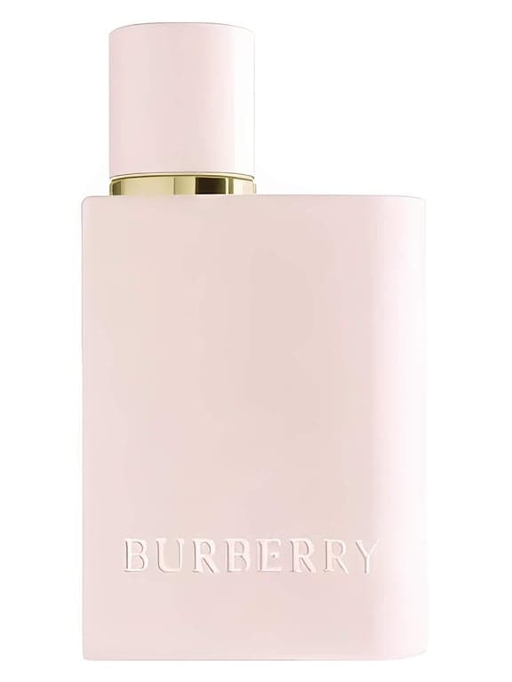 Burberry Her Intense perfume bottle – blurred decorative background