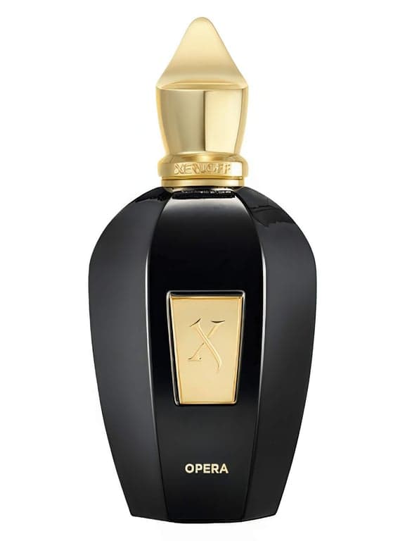 Xerjoff Opera perfume bottle – blurred decorative background