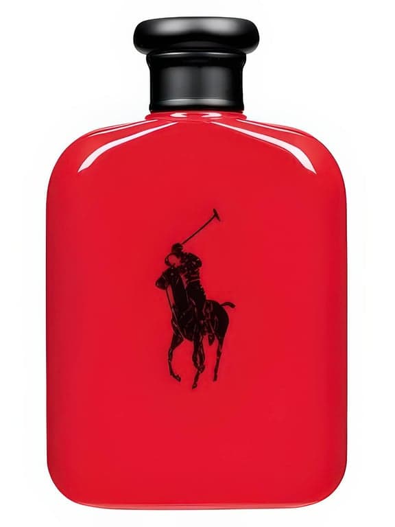 Ralph Lauren Polo Red perfume bottle – blurred decorative background