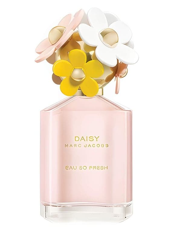 Marc Jacobs Daisy Eau So Fresh perfume bottle – blurred decorative background