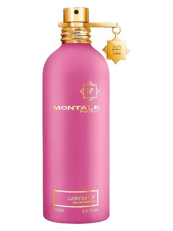 Montale Lucky Candy perfume bottle – blurred decorative background