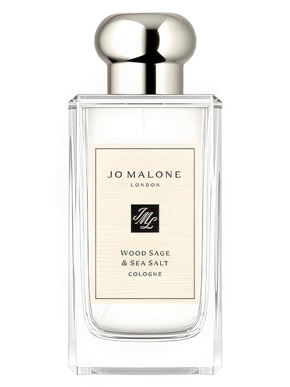 Jo Malone London Wood Sage & Sea Salt perfume bottle – blurred decorative background