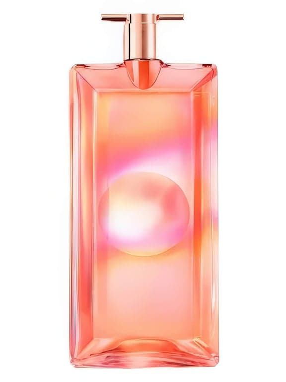 Lancôme Idôle Nectar perfume bottle – blurred decorative background