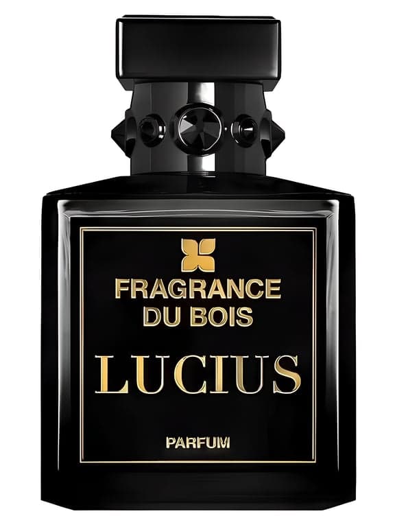 Fragrance Du Bois Lucius perfume bottle – blurred decorative background