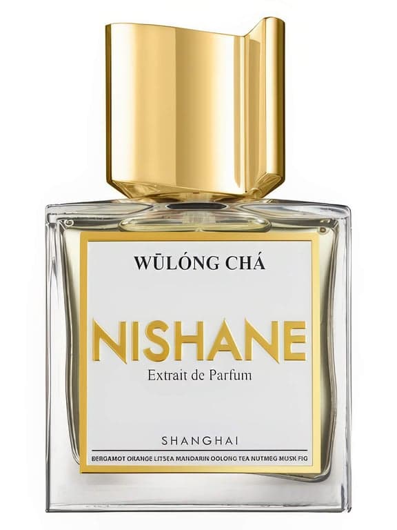 Nishane Wulóng Chá perfume bottle – blurred decorative background