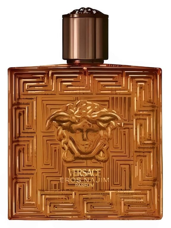 Versace Eros Najim perfume bottle – blurred decorative background