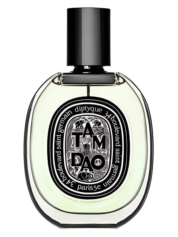 Diptyque Tam Dao perfume bottle – blurred decorative background