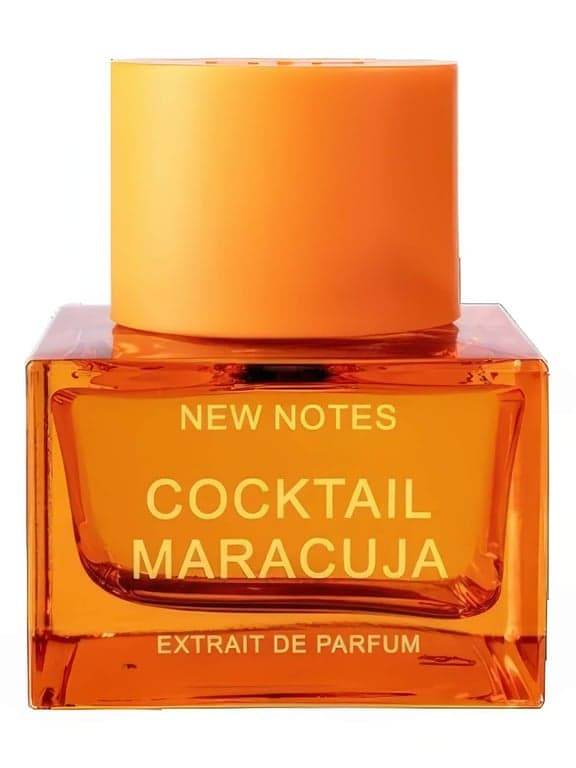 New Notes Cocktail Maracuja perfume bottle – blurred decorative background