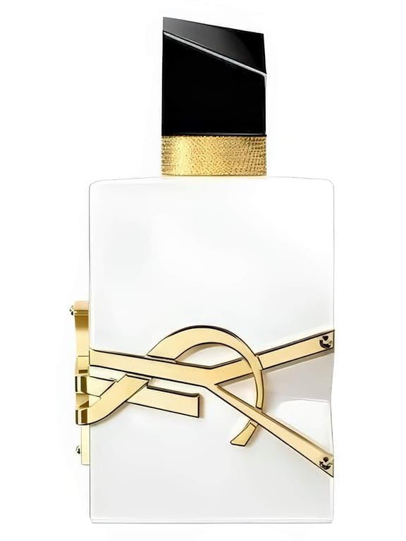 Yves Saint Laurent Libre L’Eau Nue perfume bottle – blurred decorative background