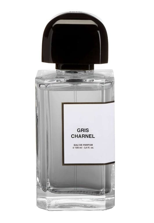 BDK Parfums Gris Charnel perfume bottle – blurred decorative background