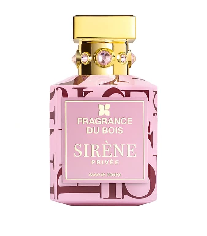 Fragrance Du Bois Sirene Privee perfume bottle – blurred decorative background
