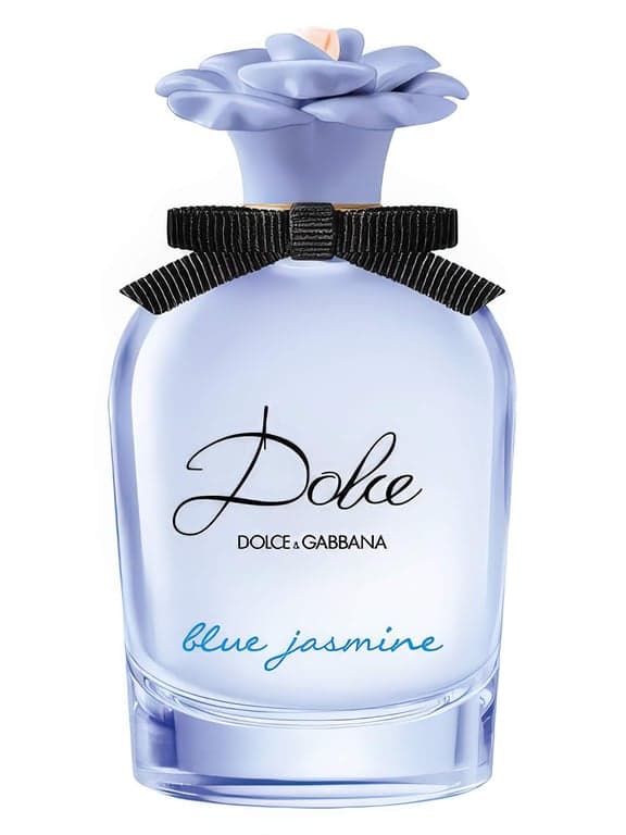 Dolce&Gabbana Dolce Blue Jasmine perfume bottle – blurred decorative background
