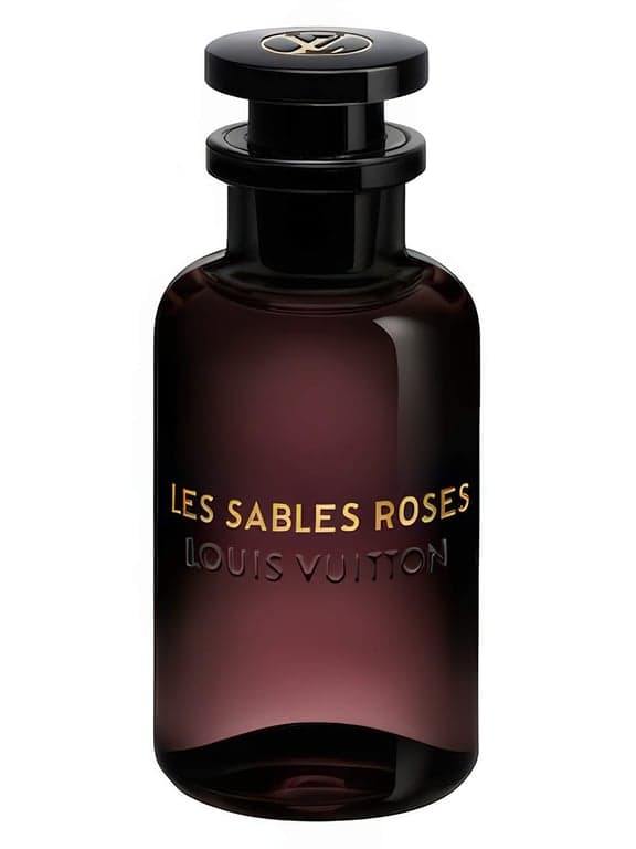 Louis Vuitton Les Sables Roses perfume bottle – blurred decorative background