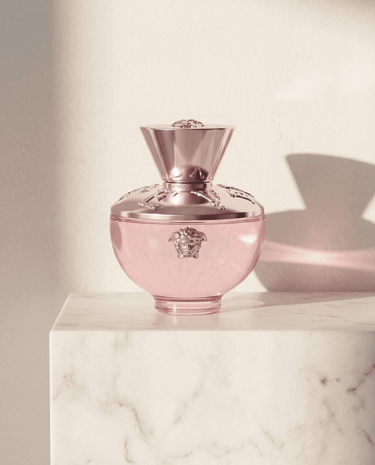 Pour Femme Dylan Blush Pink by Versace - Marble Product Shot January 2026 Fragrance